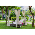 Beach furniture PE Wicker rattan outdoor double lounger with canopy